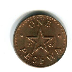 1967 Ghana One Pesewa Coin (b719-20)